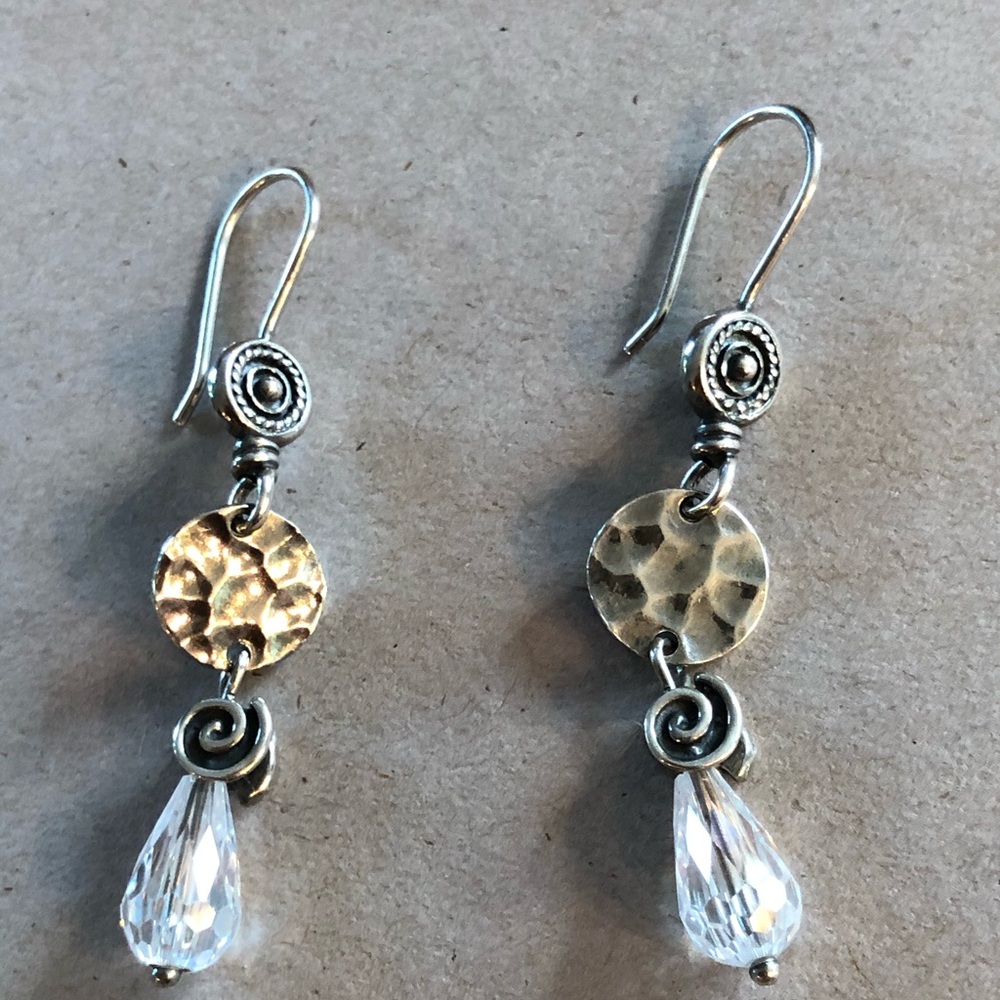 Rare Silpada Sterling Spiral Disc Crystal Earrings